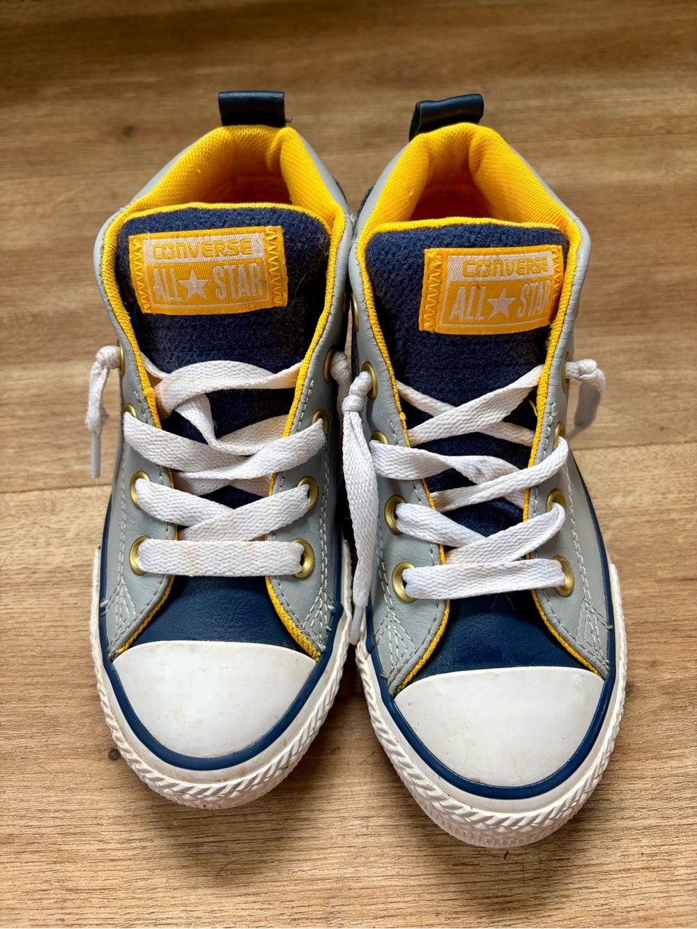 Converse Kids Navy, Yellow & White High-Top Sneakers 13